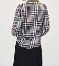Joseph Ribkoff V Neck Full Sleeve With Neck Tie Blouse in vanilla multi - women's blouse - alternate view