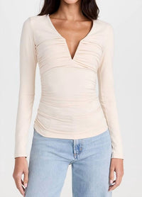 Susana Monaco - V-neck Gathered Long Sleeve Top
