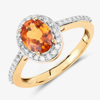 Diana M Jewels Women's Oval Natural Spessartite Garnet Fashion Ring (1.66 Ct) - Classic in 14k yellow gold - women's jewelry