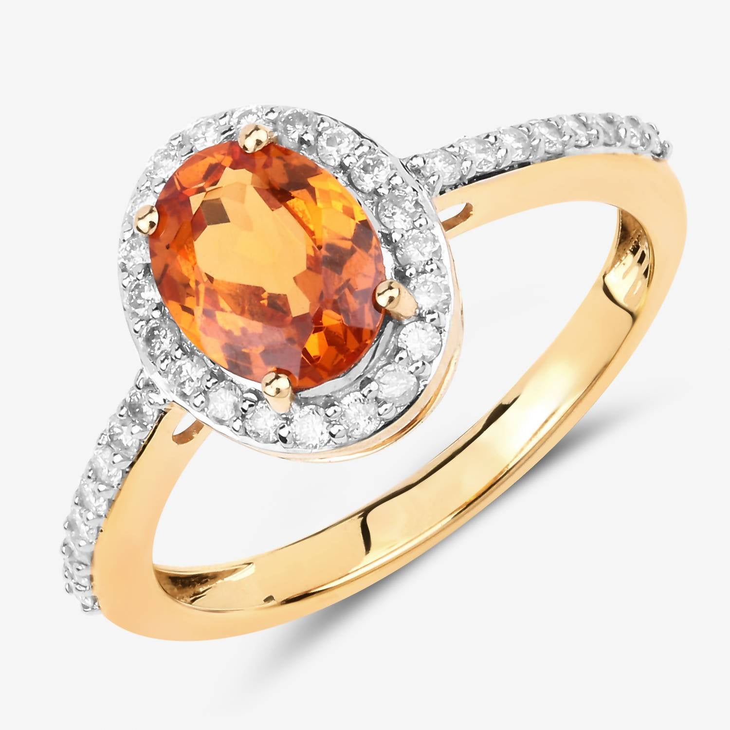 Diana M Jewels Women's Oval Natural Spessartite Garnet Fashion Ring (1.66 Ct) - Classic in 14k yellow gold - women's jewelry