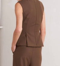 FLYING TOMATO Solid Woven Top in brown - women's blouse - detail view