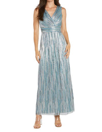 R&M Richards - Metallic Platter Dress With Removable Sheer-sleeve Jacket Set
