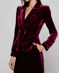 L'Agence - Marie Velvet Double Breasted Blazer Port