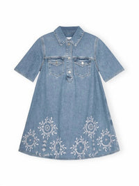 Ganni - Broderie Anglaise Denim Mini Dress