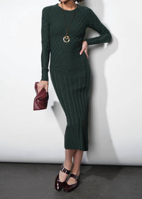 Greylin - Mayla Paneled Rib Sweater Midi Dress