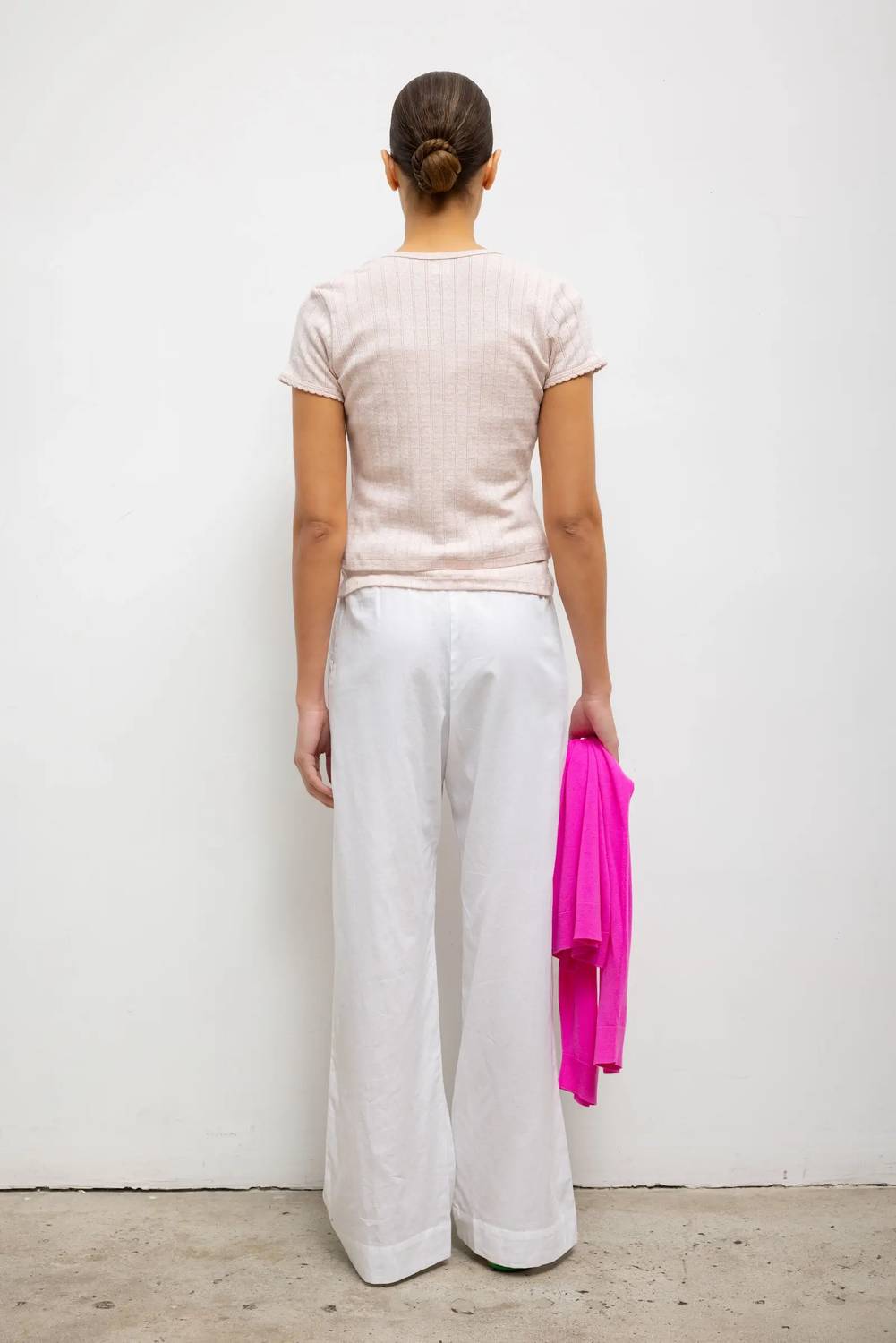 Leset - Pointelle Short Sleeve Cardigan