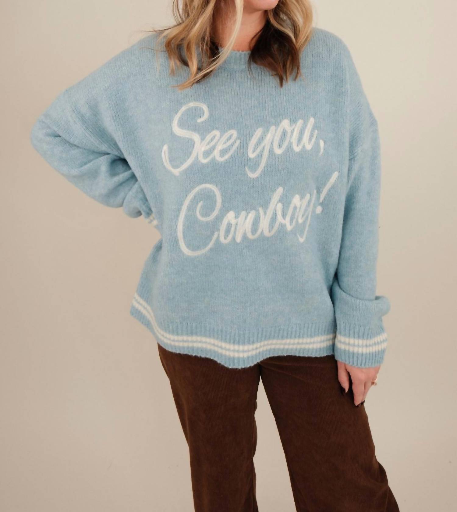 Bailey Rose - See You Cowboy Embroidered Sweater