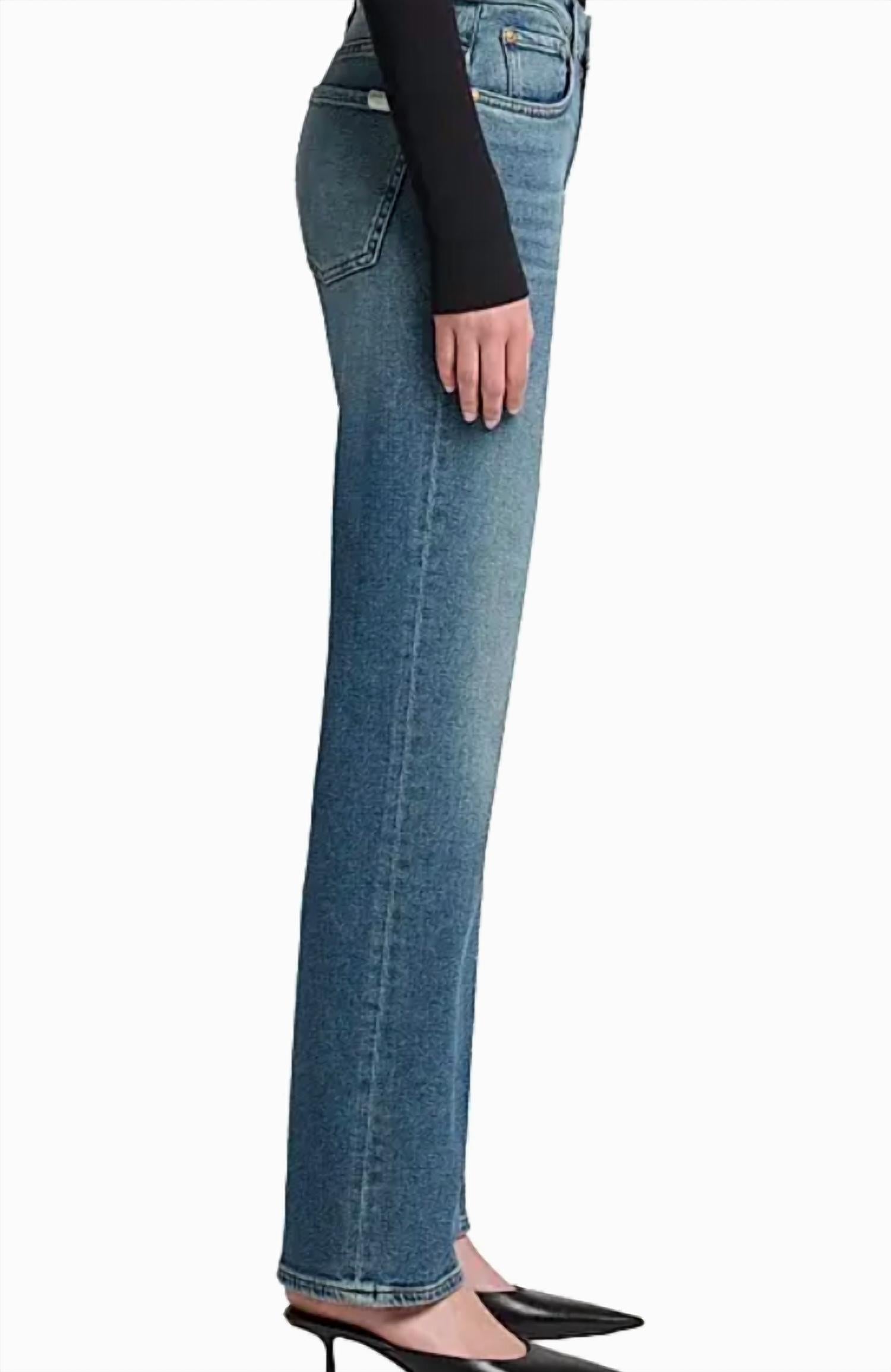 7 For All Mankind Calie Straight Jeans in sea level - women's jeans - alternate view