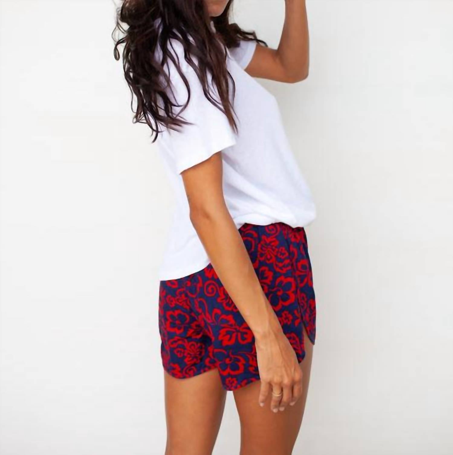 Sundry ALOHA FLORAL SHORTS in navy scarlet - women's shorts - view 4