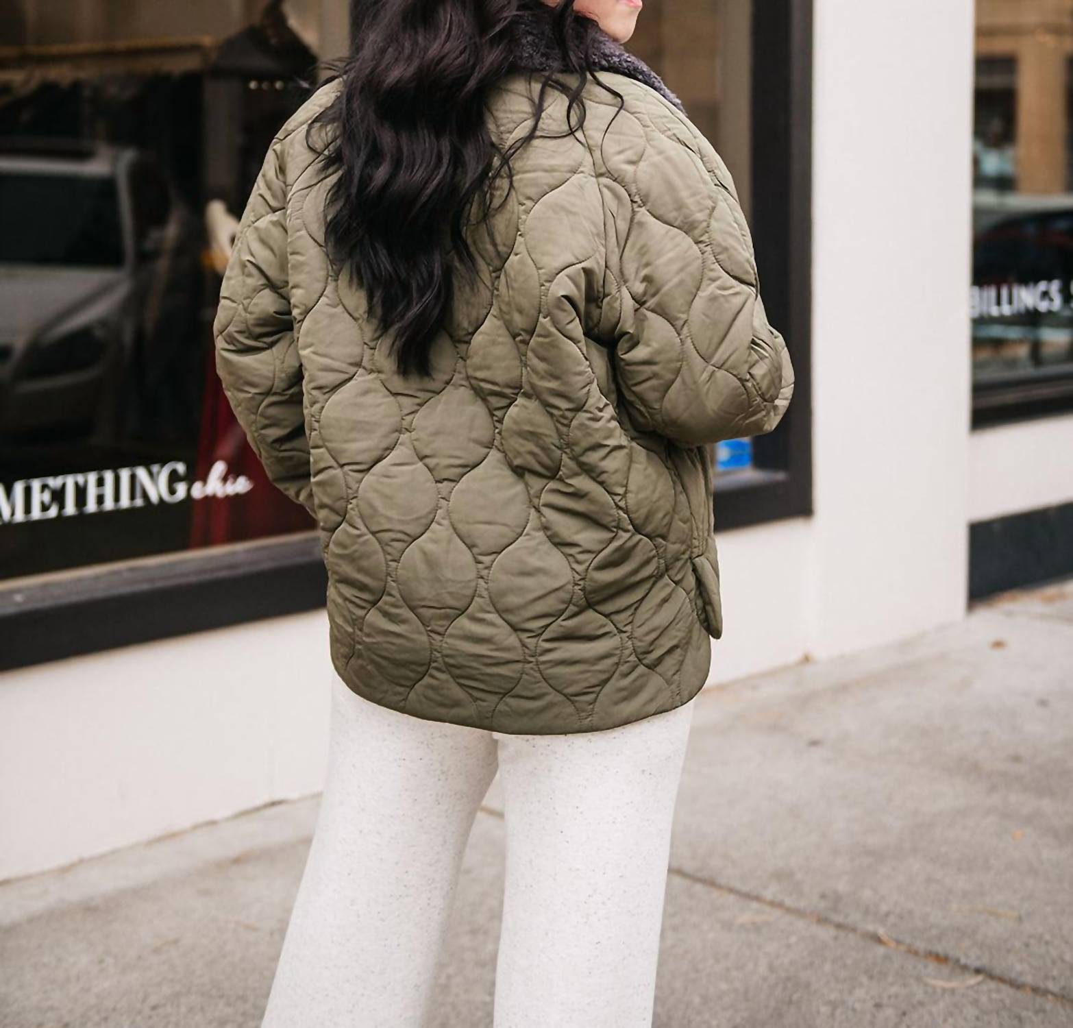 Ichi - Contrast Collar Puffer Jacket