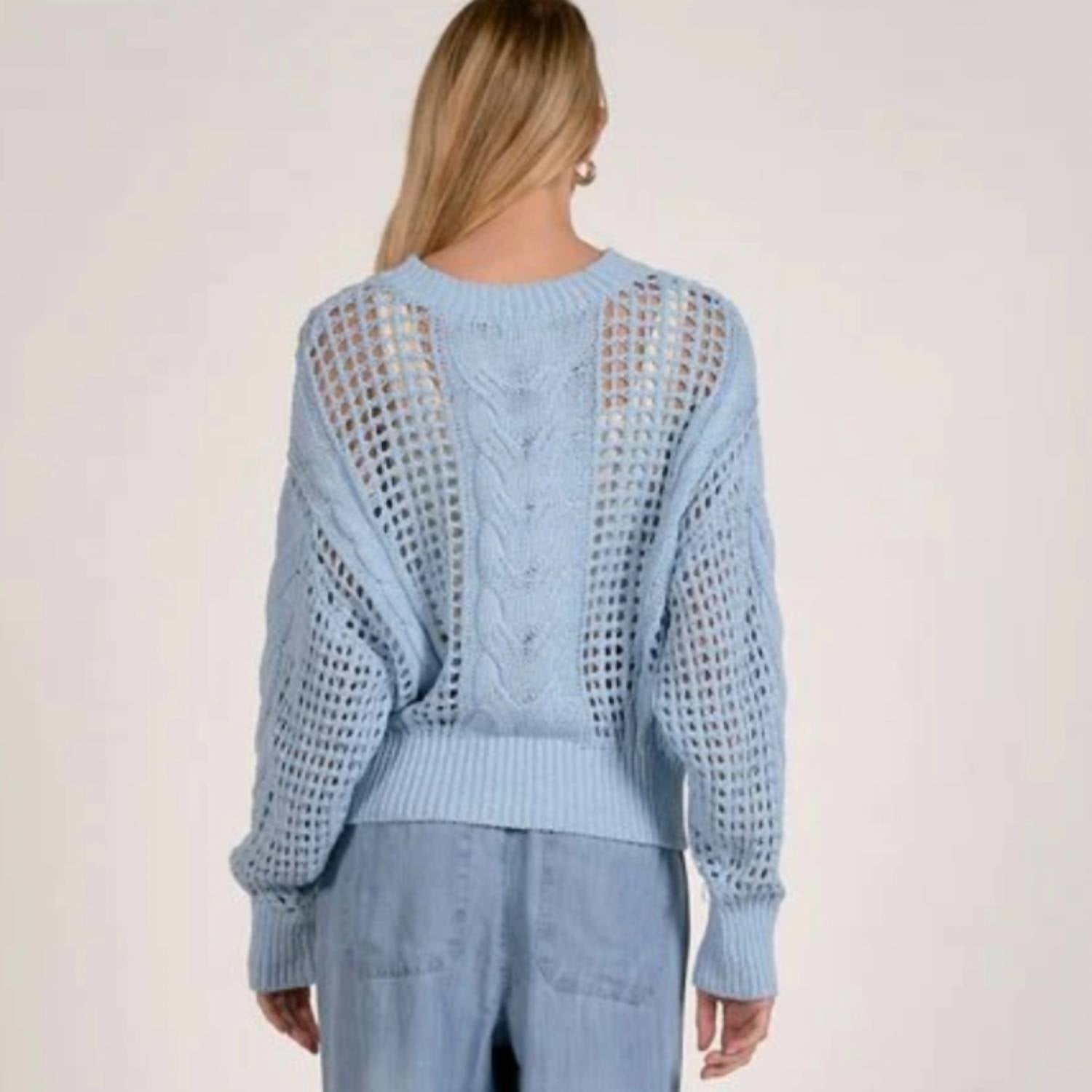 Elan - Open Knit Crewneck Sweater
