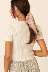 Promesa - Keep It Simple Scalloped Pointelle Crop Top