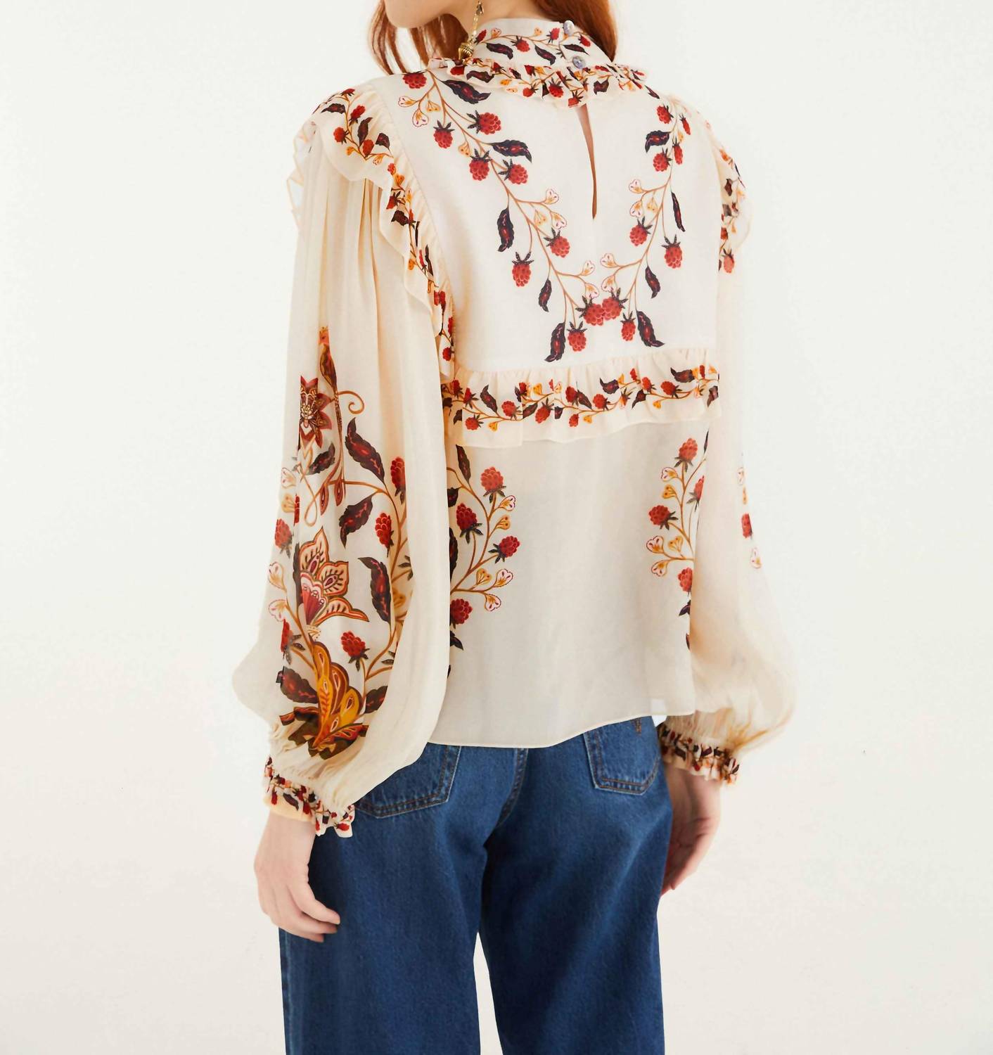 Farm Rio - Berry Garden Long Sleeve Blouse