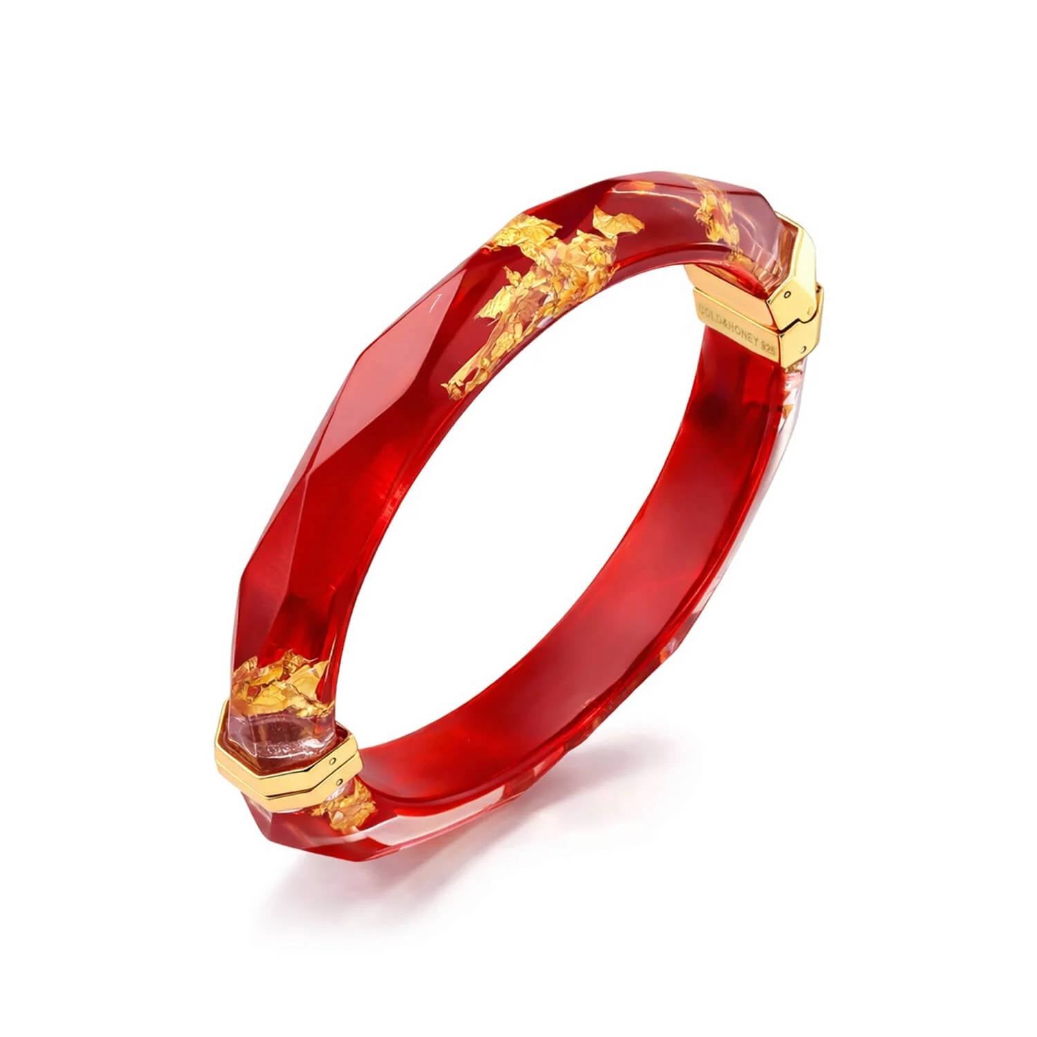 Gold & Honey - Thin Faceted Lucite Bangles