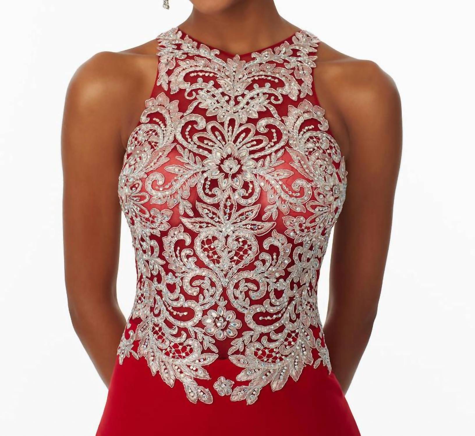 Paparazzi By Mori Lee - Beaded Embroided Fitted Jersey Prom Dress