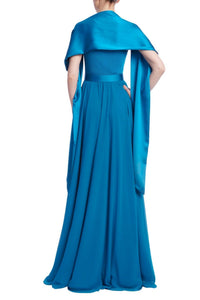 Badgley Mischka - One Shoulder Trapunto Dress - blue - clothing - dresses