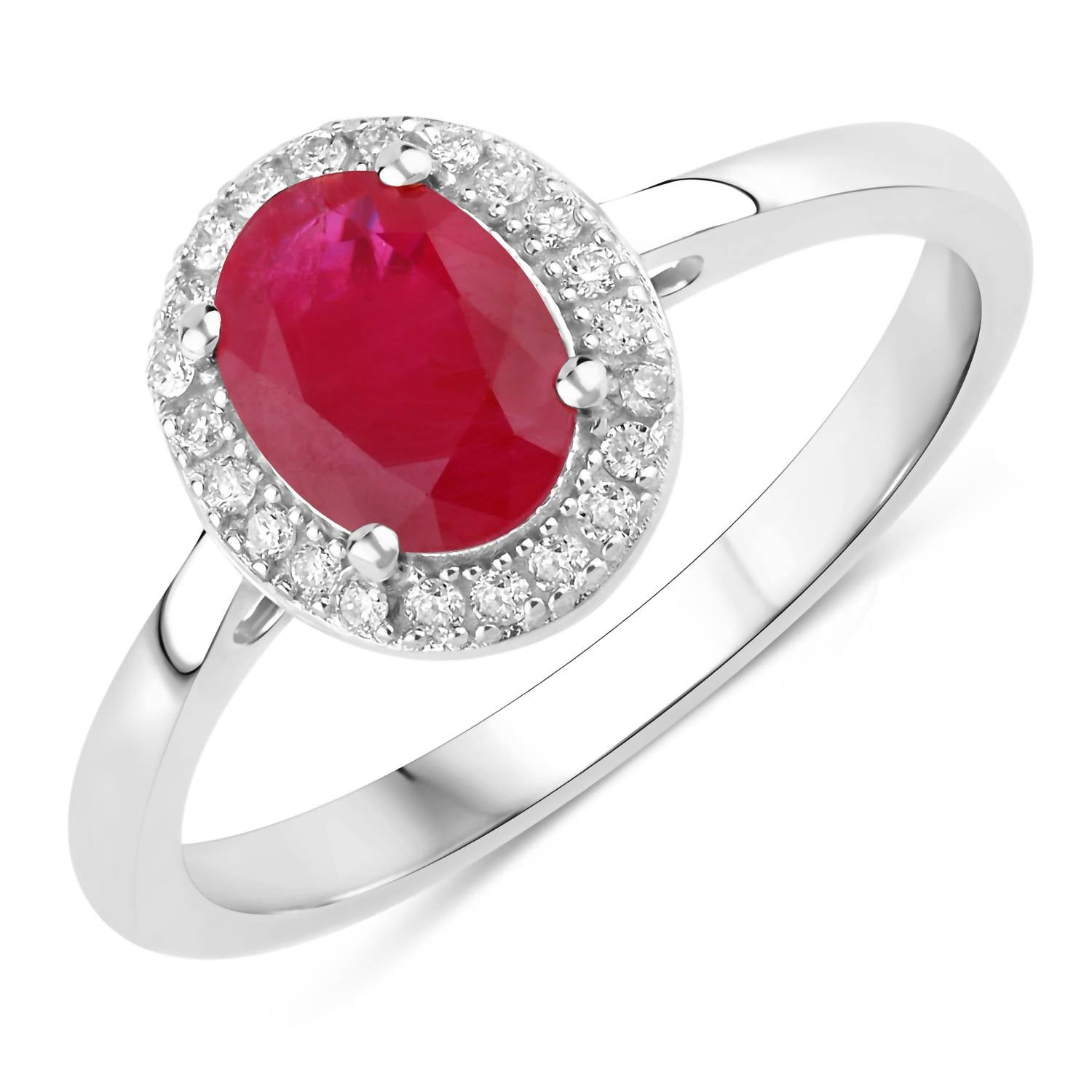 Diana M Jewels Women's Oval Natural Ruby Fashion Ring (1.06 Ct) - Petite in 14k white gold - women's jewelry