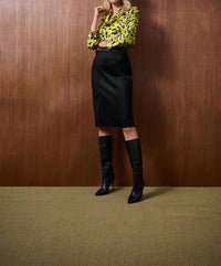 Joseph Ribkoff - Scuba Suede Pull On Leatherette Pencil Skirt