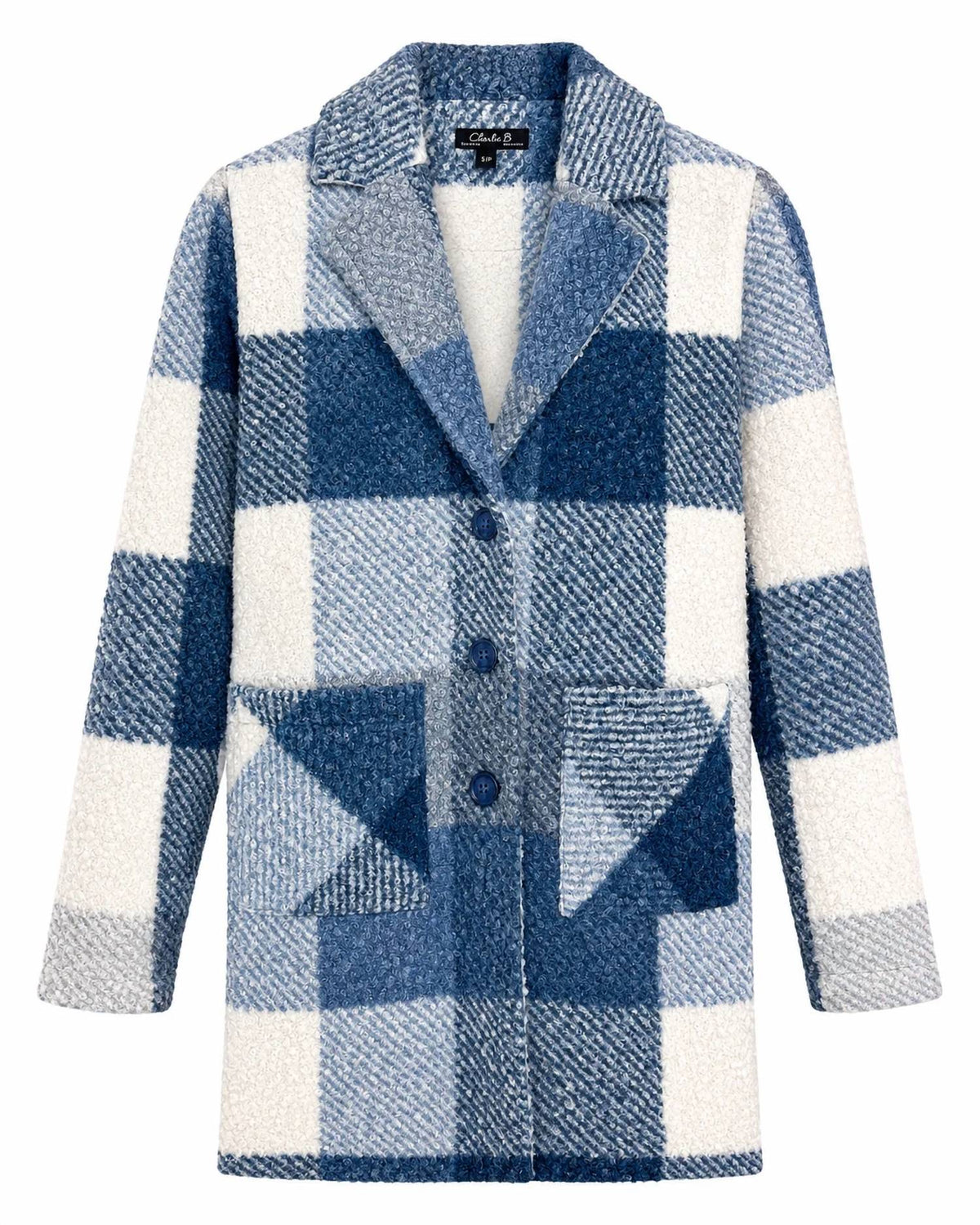 Charlie B - Plaid Bouclé Knit Tailored Coat