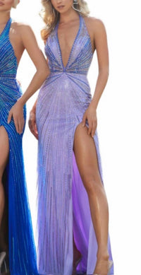 Portia&Scarlett - V Neck With High Leg Slit Gown