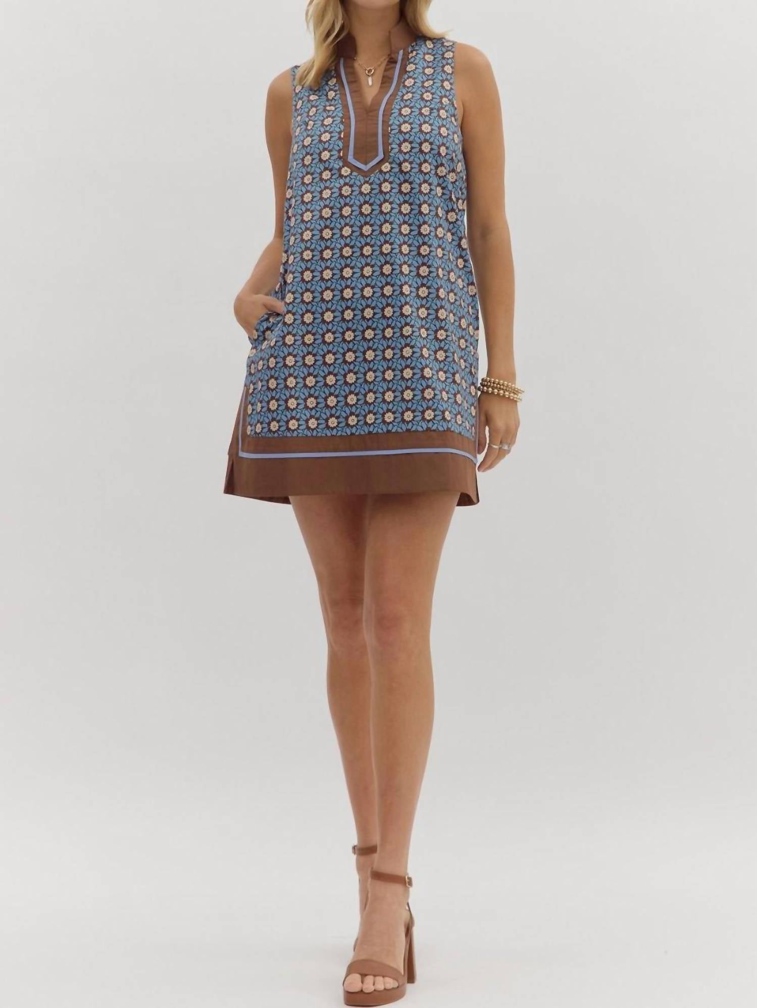 entro Bruster Mini Dress in chambray - women's dress - detail view