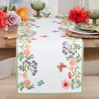 Saro Lifestyle - Embroidered Floral Butterfly Decorative Table Runner