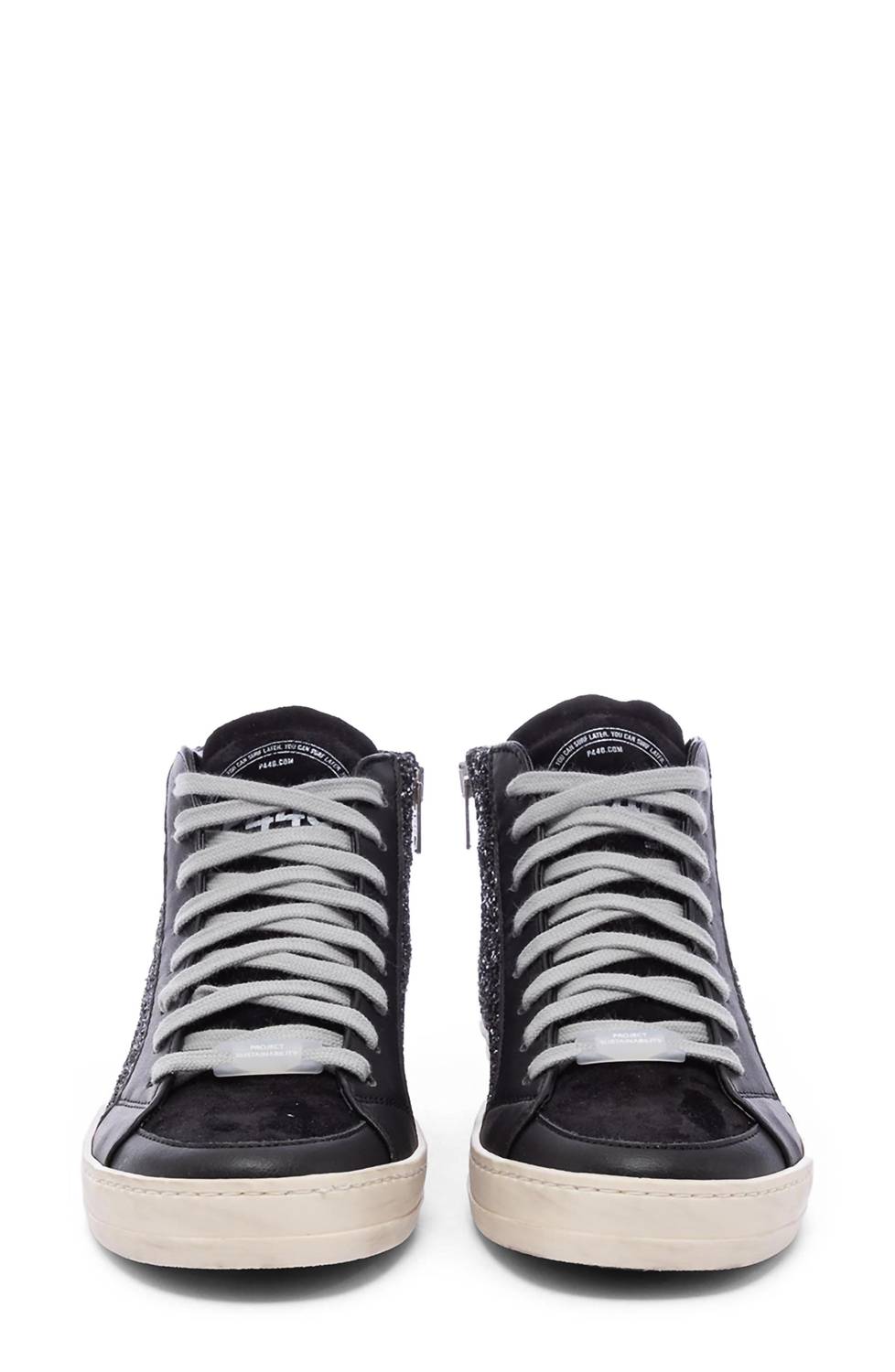 P448 Women's Skate High Top Sneaker in black white - women's sneaker - alternate view