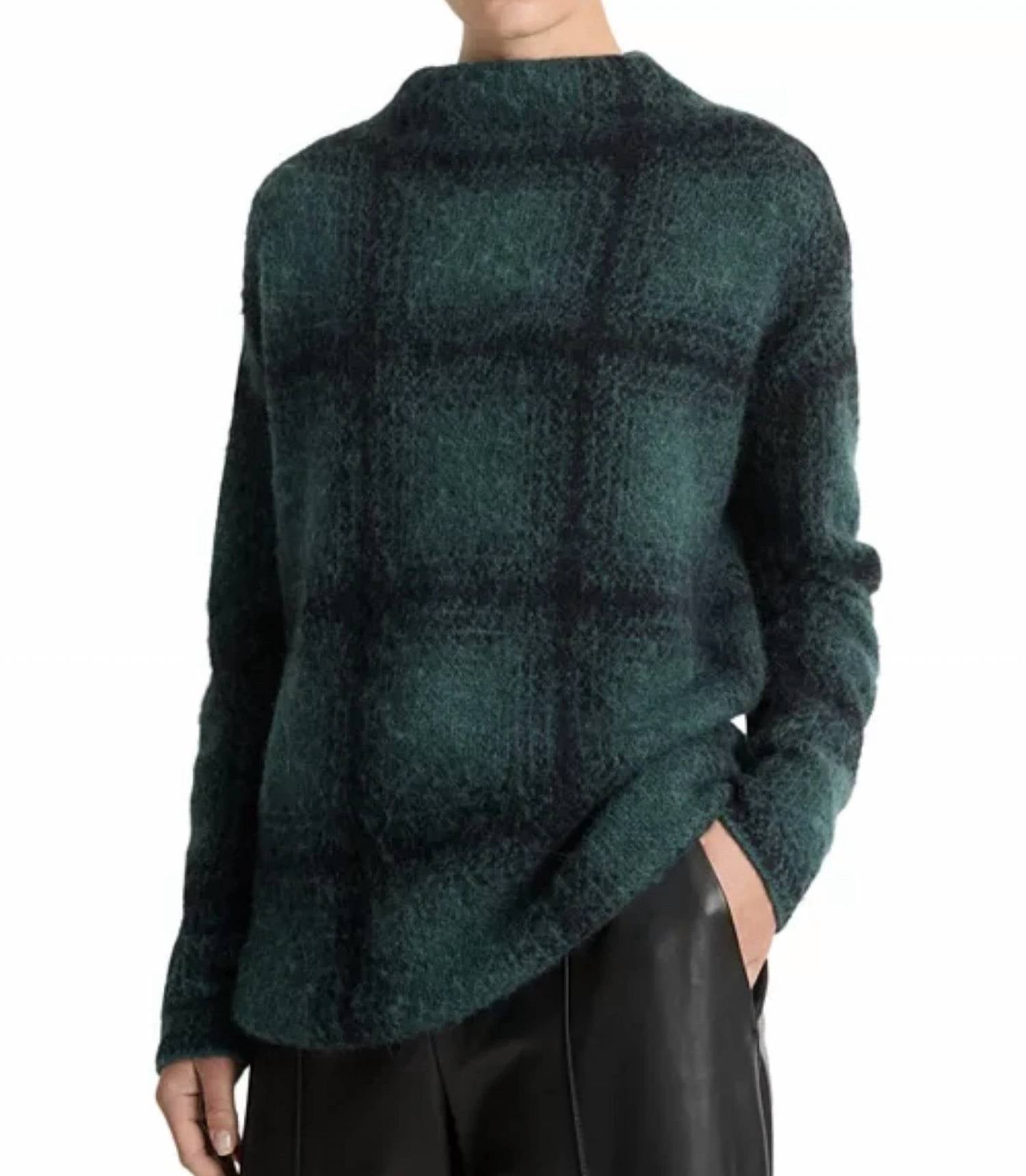 Vince - Shadow Plaid Funnel Neck Sweater