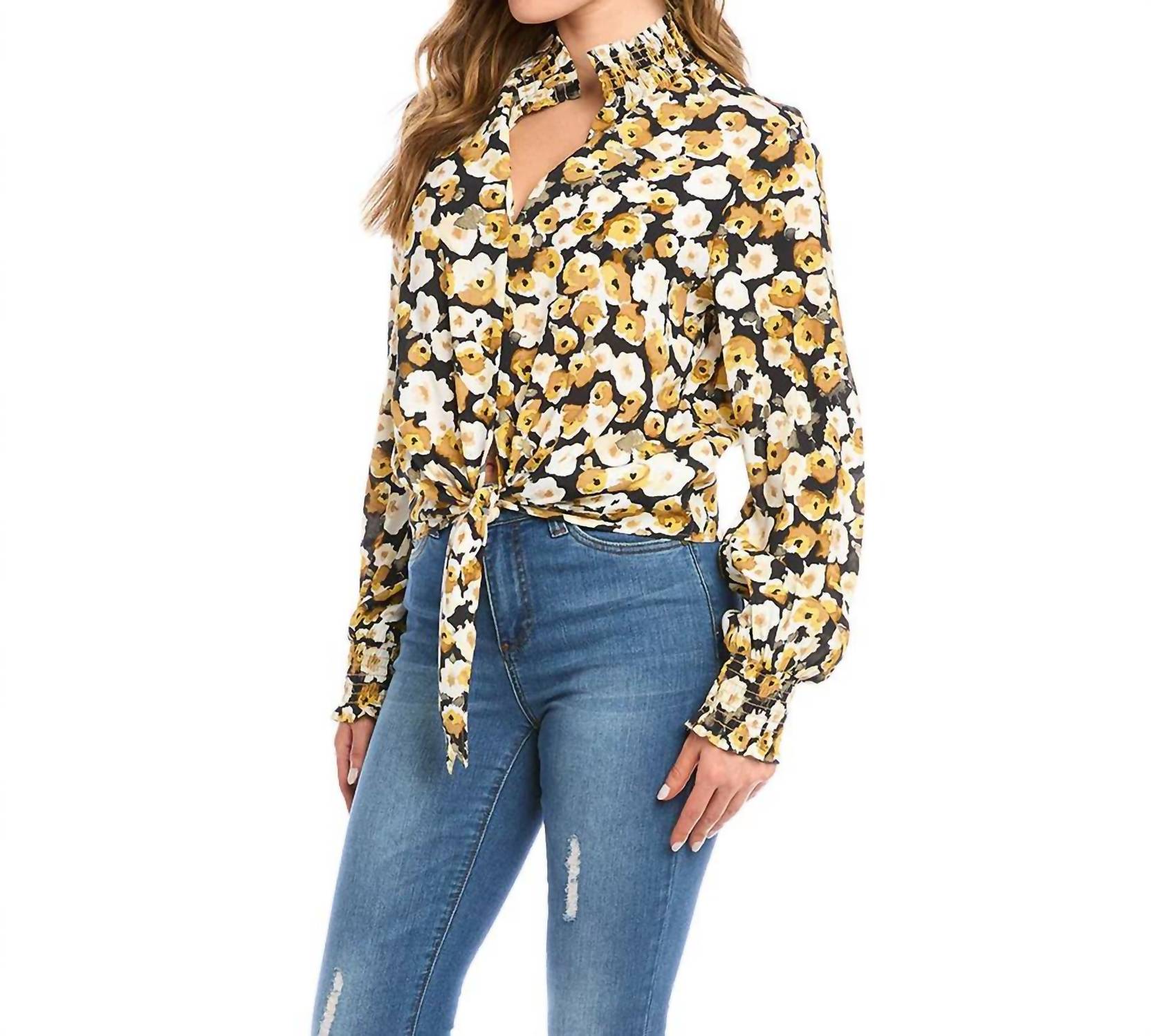 Karen Kane - Fiona Floral Tie Front Top