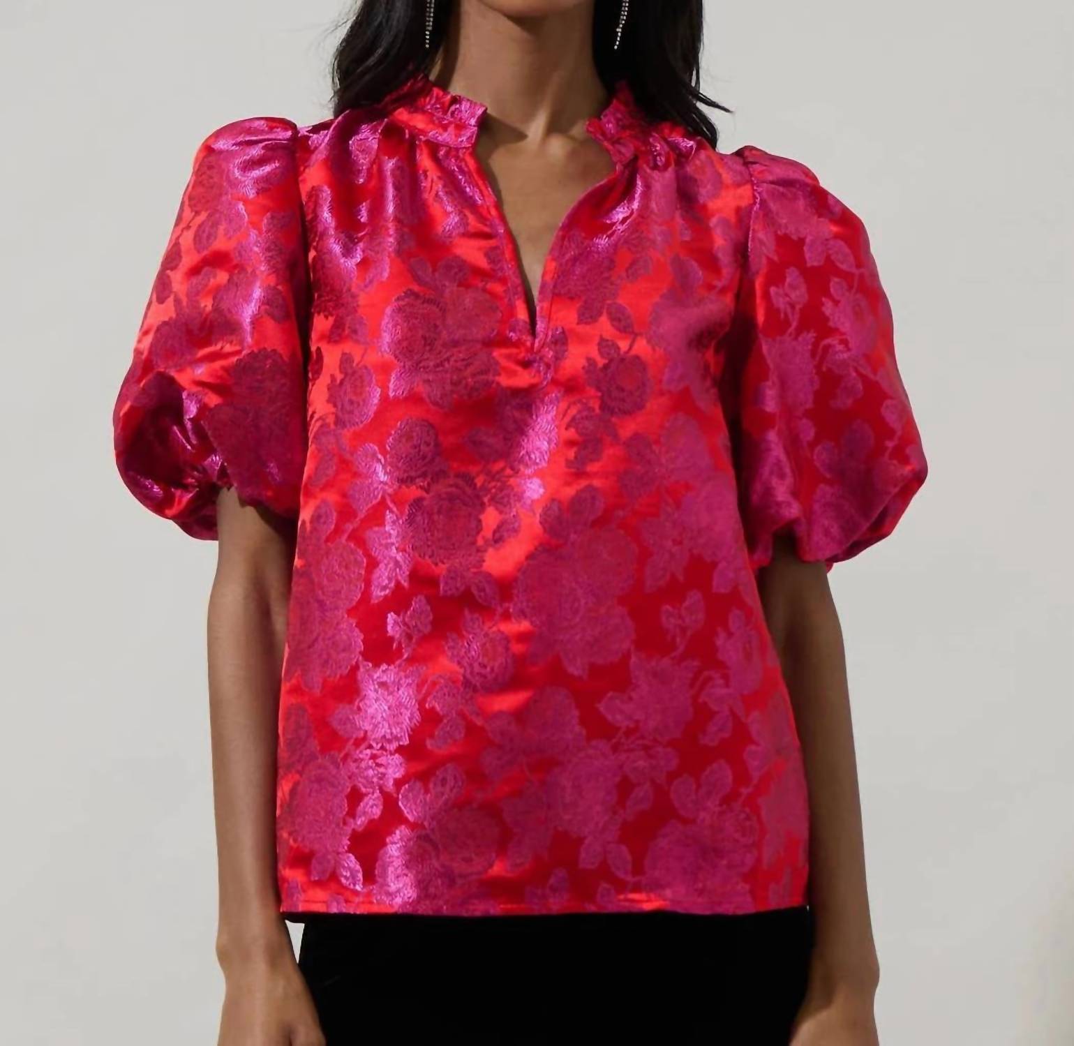 Sugarlips - Duson Floral Jacquard Top