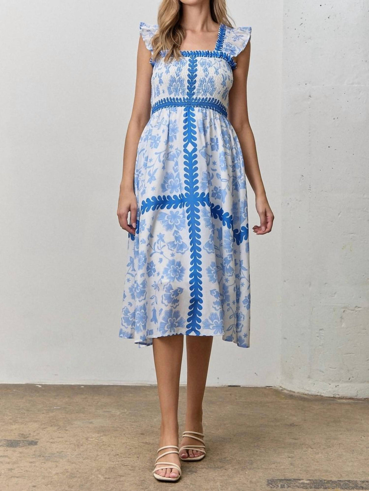 Polagram - Smocked Bodice Midi Dress