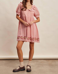 Listicle - Women's Embroidered Babydoll Dress