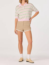 Astr - Scottie Striped Knit Polo Sweater