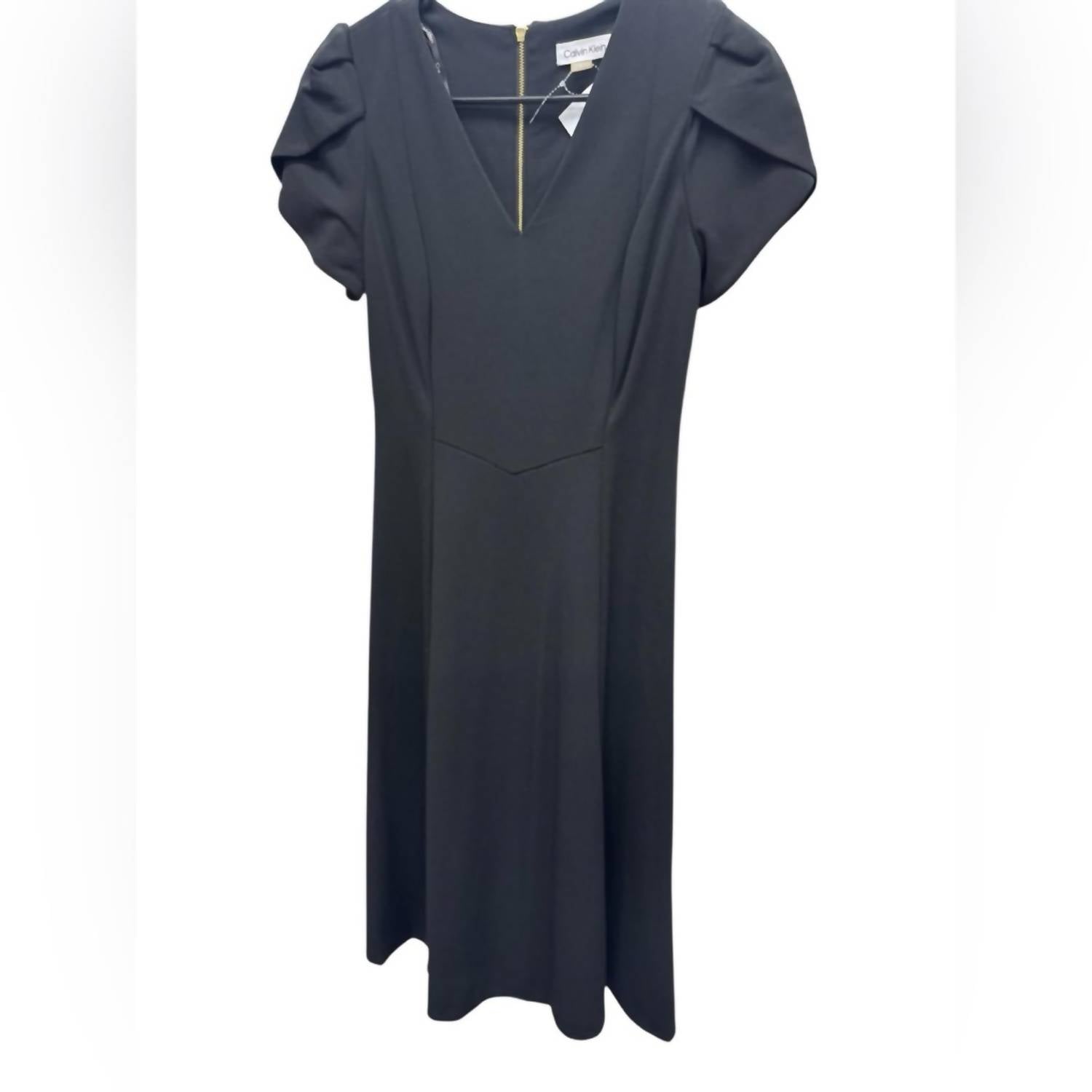 Calvin Klein - Scuba Crepe Short Tulip Sleeve A-line Midi Dress