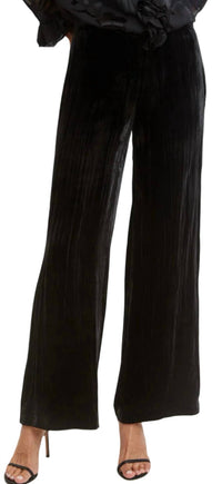 Venti6 - Women's Velvet Elastic Waist Back Trim Pants