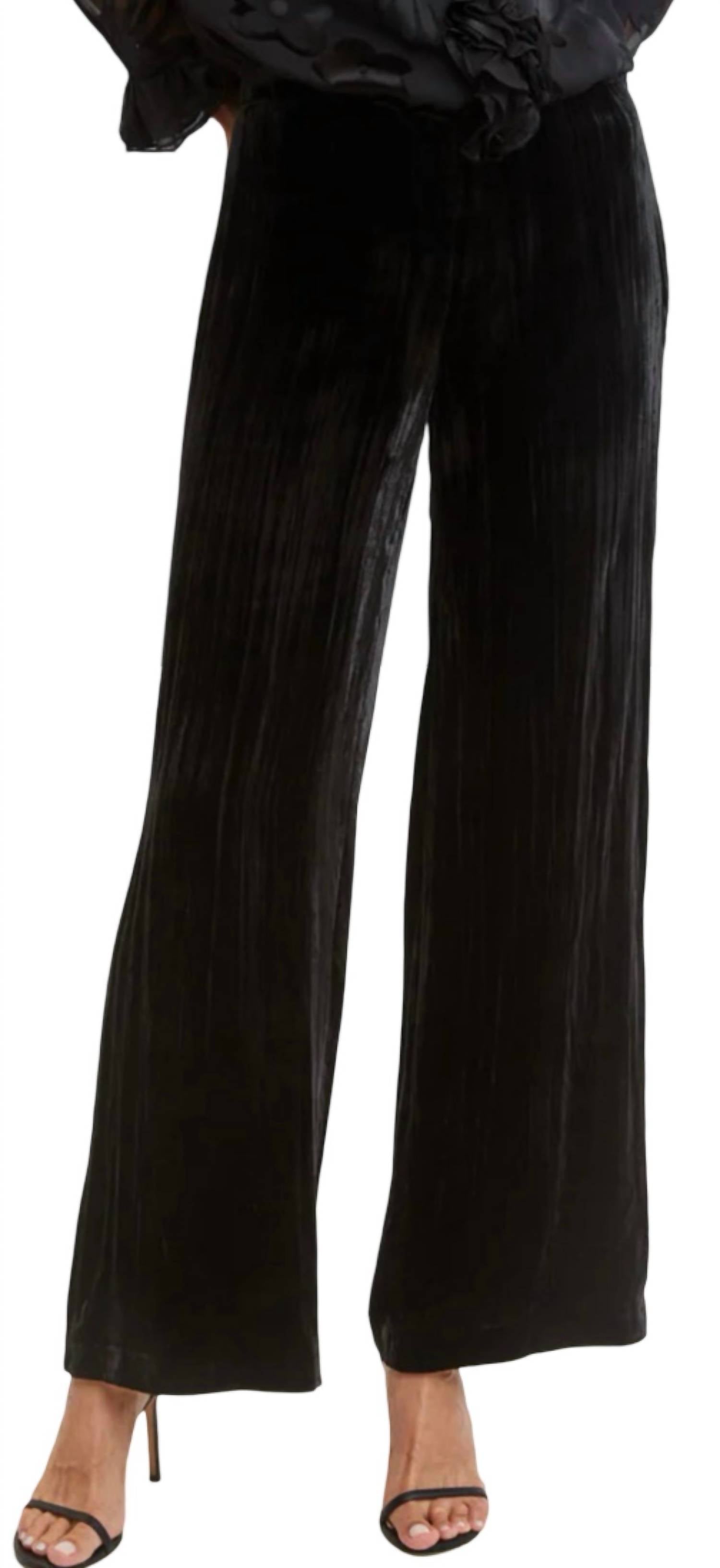 Venti6 - Women's Velvet Elastic Waist Back Trim Pants