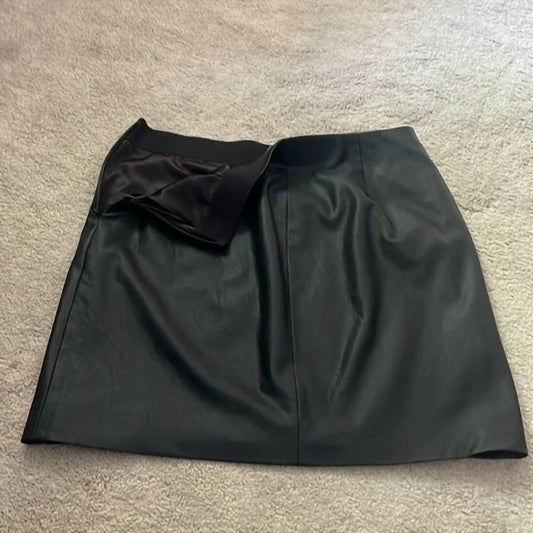 Something Navy - Women's Faux Leather Mini Skirt