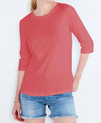 Nic + Zoe 3/4 Sleeve Boat Tee in red clay - women's long sleeve top