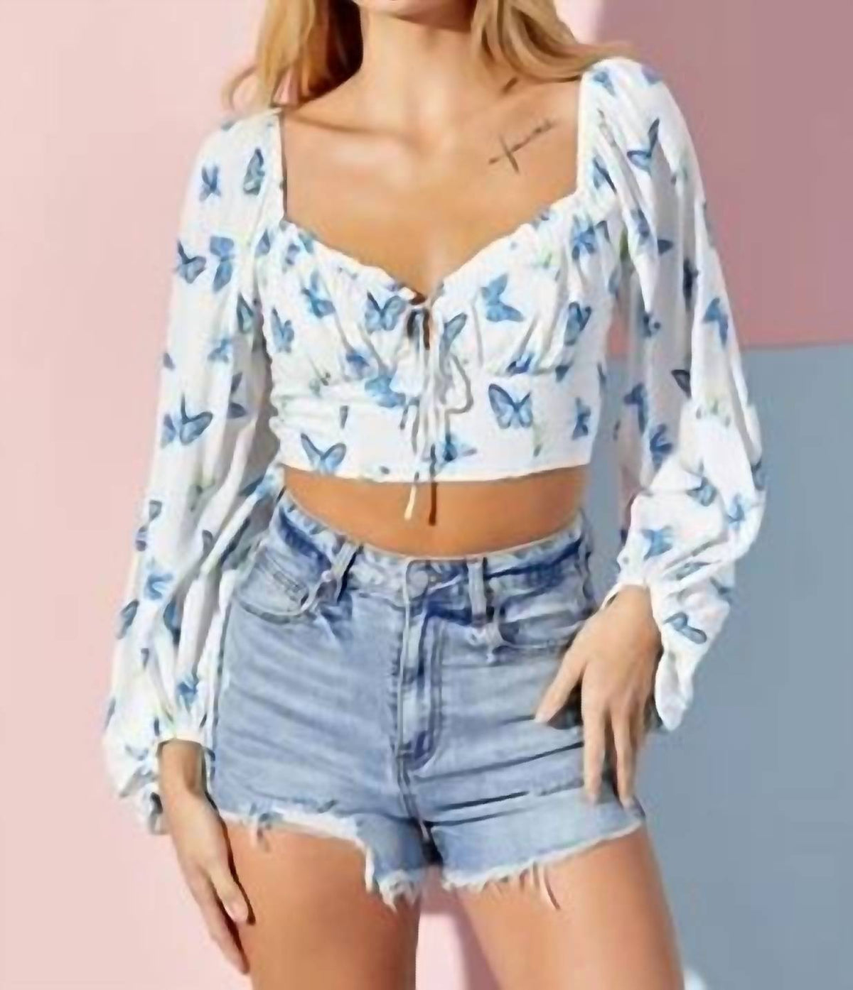 Baevely By Wellmade - Butterfly Print Top