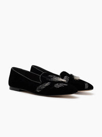 Arteana - Women's Velvet Gigi Smoking Feather Slipper