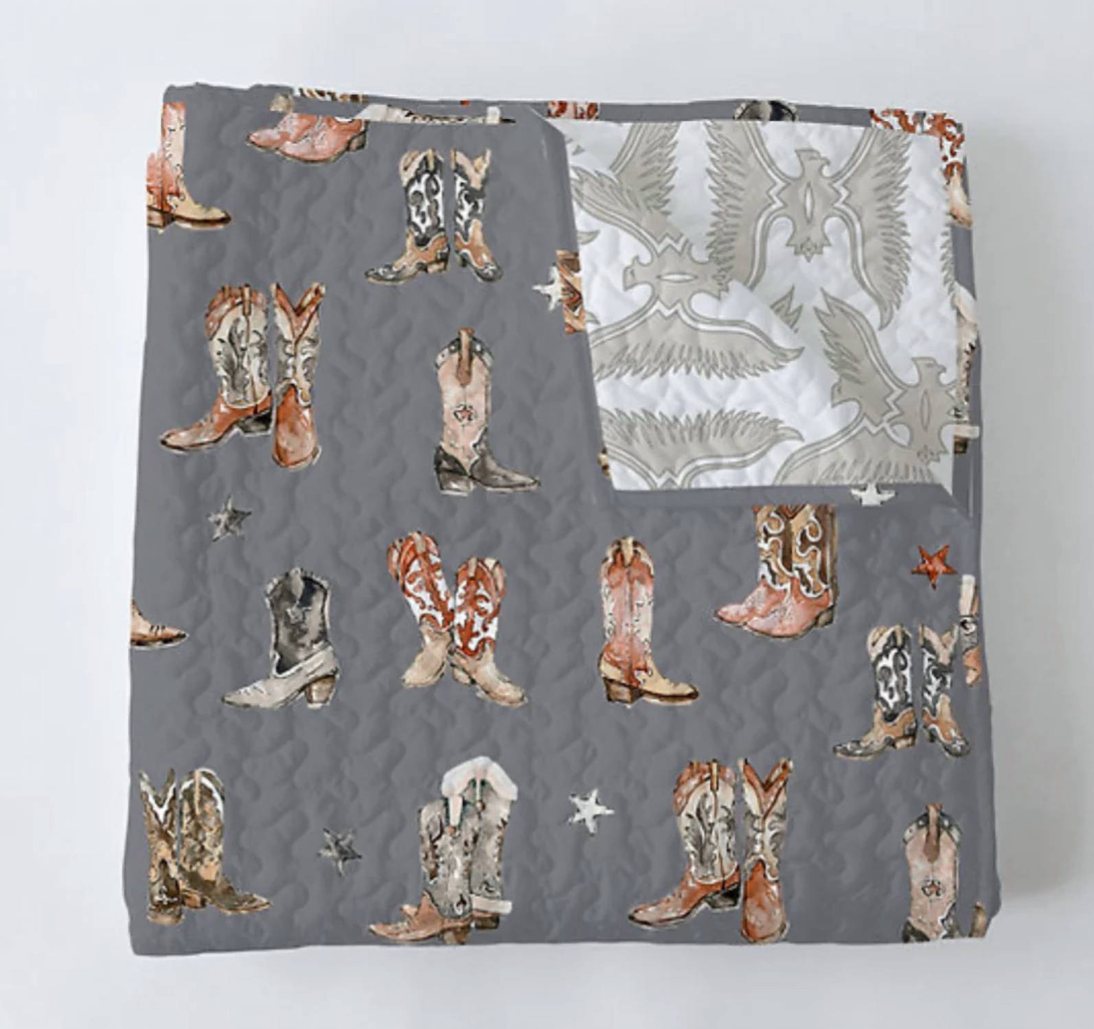 Ida Mae Home - Thunderbird Boots Charcoal Quilt Set