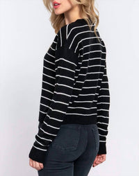 42Pops - Meredith Fitted Long Sleeve Striped Sweater