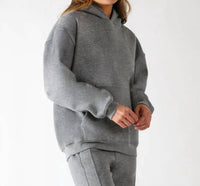 glyder Buffalo Pullover Hoodie in carbon heather - women's top - detail view