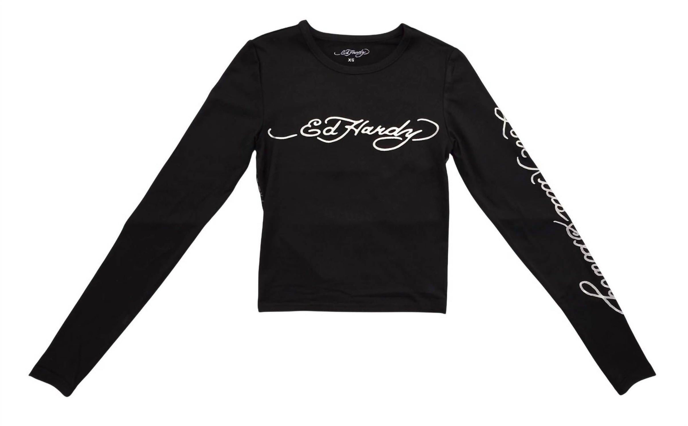 Ed Hardy - Women's Panther Snake Long Sleeve Crop Shirt