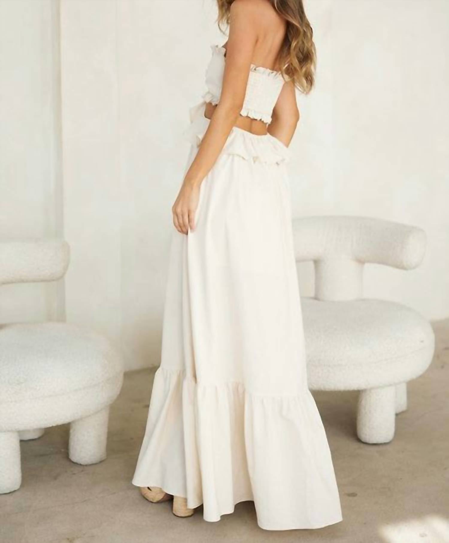 Endless Blu. - Cut-out Ruffled Maxi Halter Dress