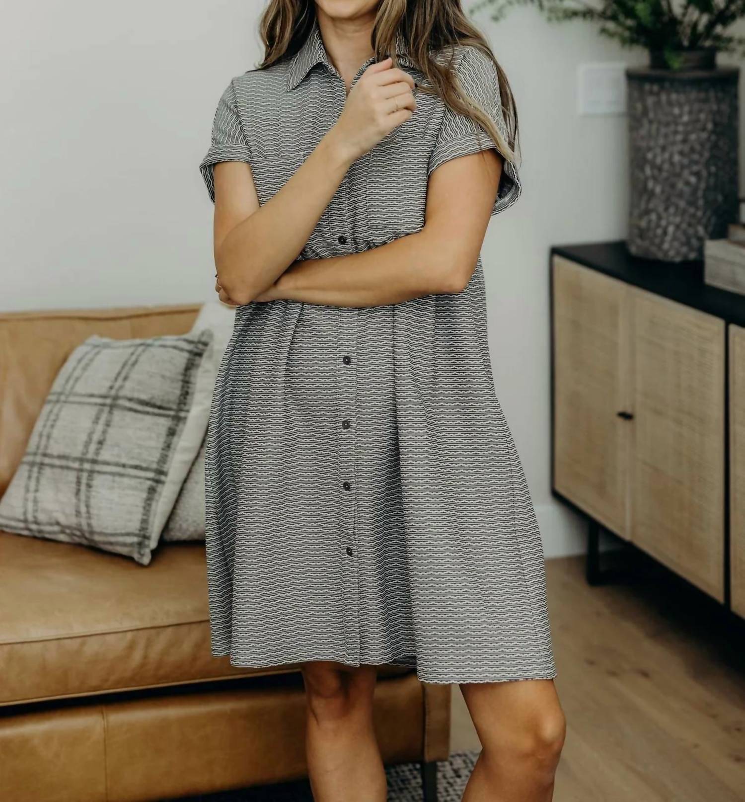 Mikarose - Short Sleeve Collared Shirt Dress