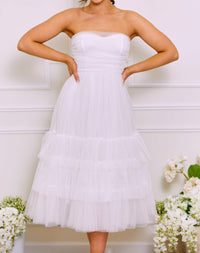 Luxxel - Tulle Strapless Midi Dress