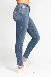 Judy Blue - High Waist Skinny Jeans With Destroy And Shark Bit Hem