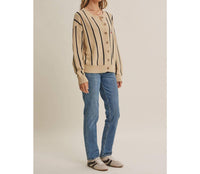 In February - Women's City Postcard Embroidered Stripe Cardigan