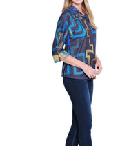 Multiples - Print Slub Knit Turtleneck Top